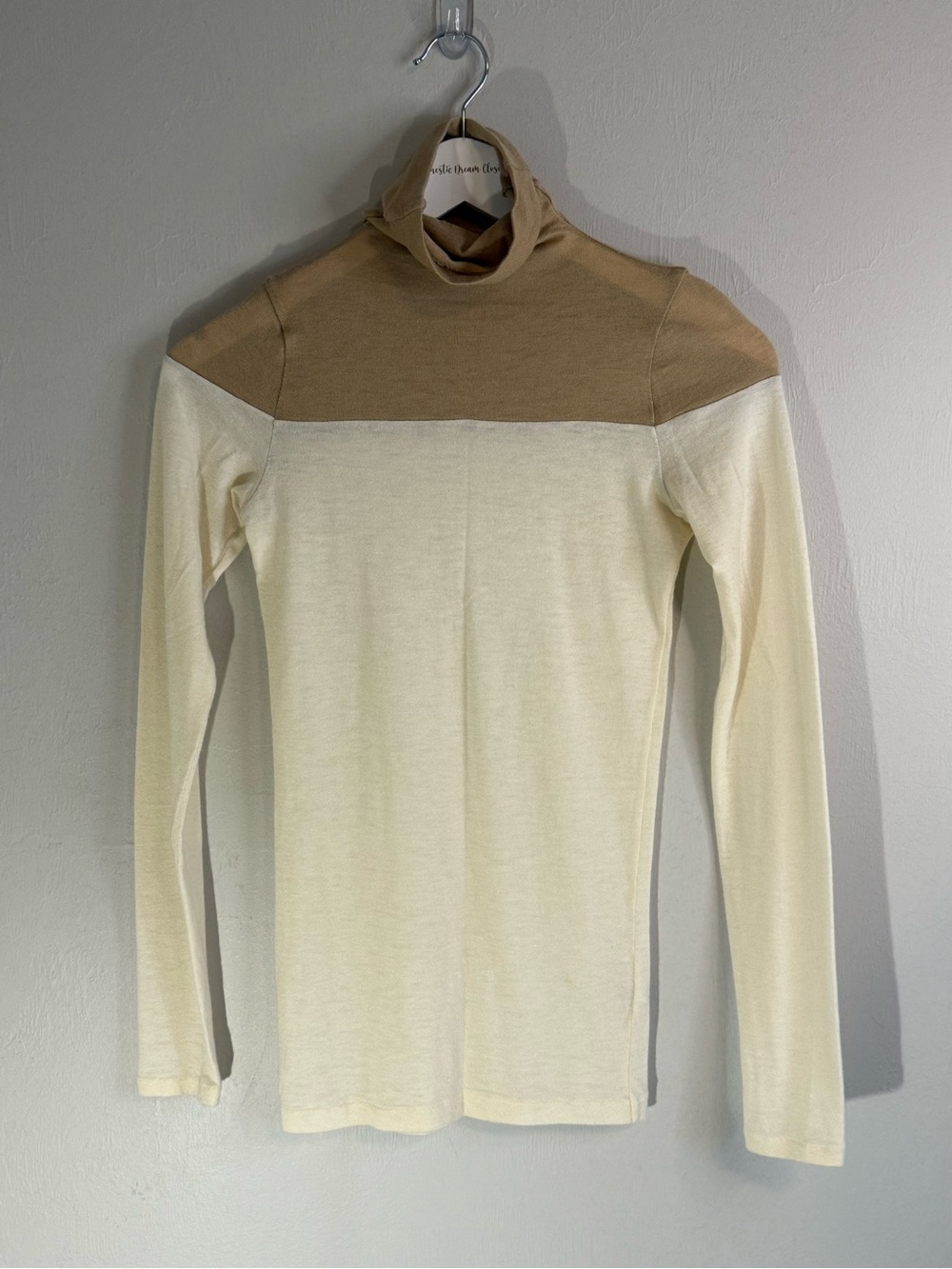 CLUB MONACO Women’s Beige Ivory Two Tone Wool Cashmere Blend Turtleneck Size S